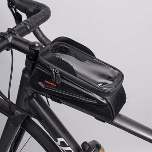 RAVEMEN CB11 – Bike Top Tube Bag with Phone Holder (Hard Shell, Waterproof, 6.5” Compatible)